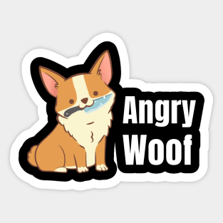 Angry Woof Cute Orange Corgi With Knife Sticker